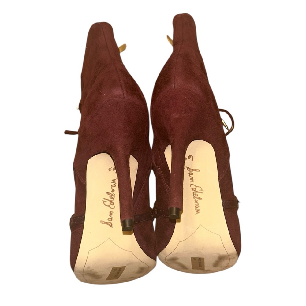 Sam Edelman Asher Wine Suede Ankle Lace Up Boots - Picture 8 of 14